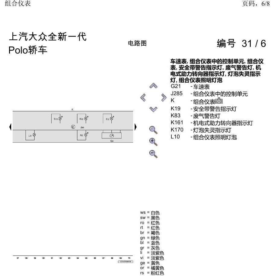 上海大众2020 POLO 电路图 组合仪表 电路图