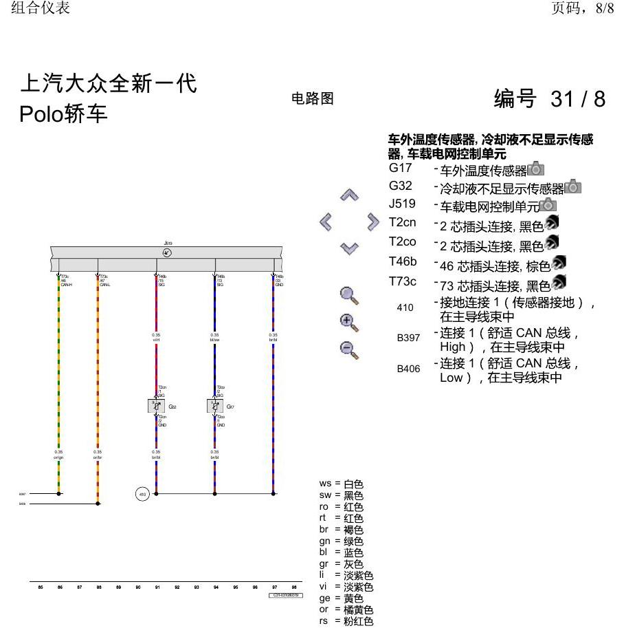 上海大众2020 POLO 电路图 组合仪表 电路图