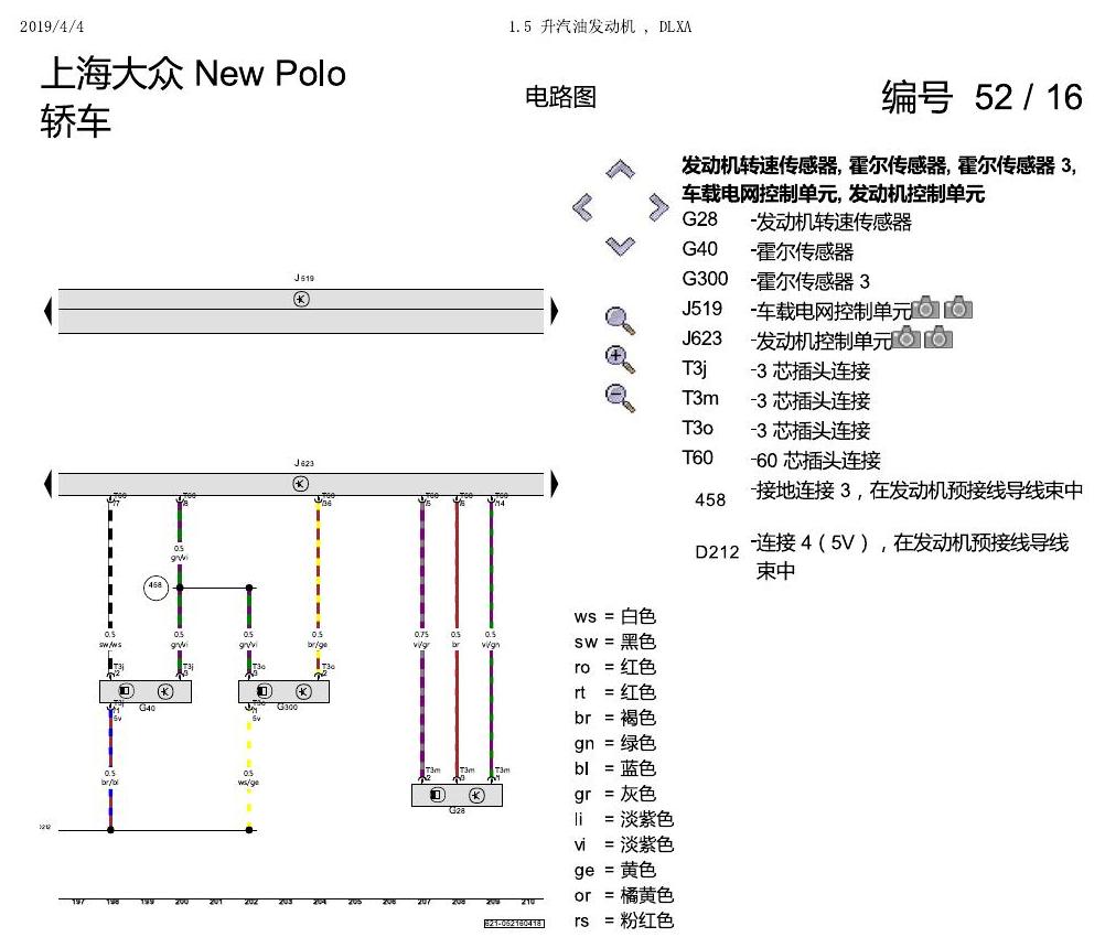 上海大众POLO 1.5 PQ25 1.5 升汽油发动机 , DLXA 电路图