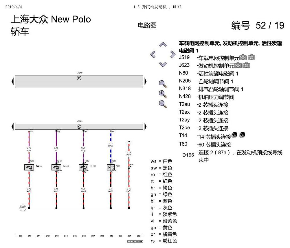 上海大众POLO 1.5 PQ25 1.5 升汽油发动机 , DLXA 电路图