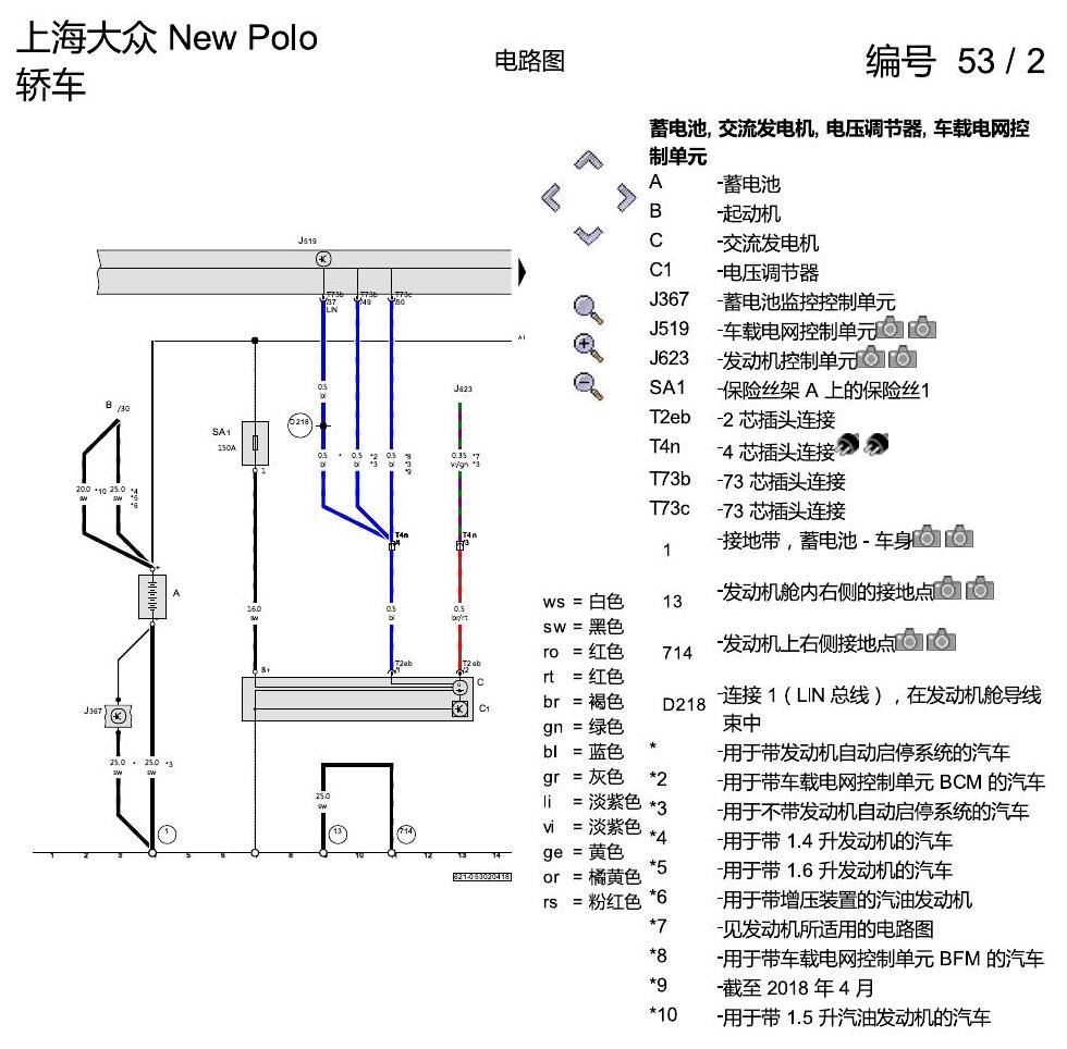 上海大众POLO 1.5 PQ25 基本装备 电路图