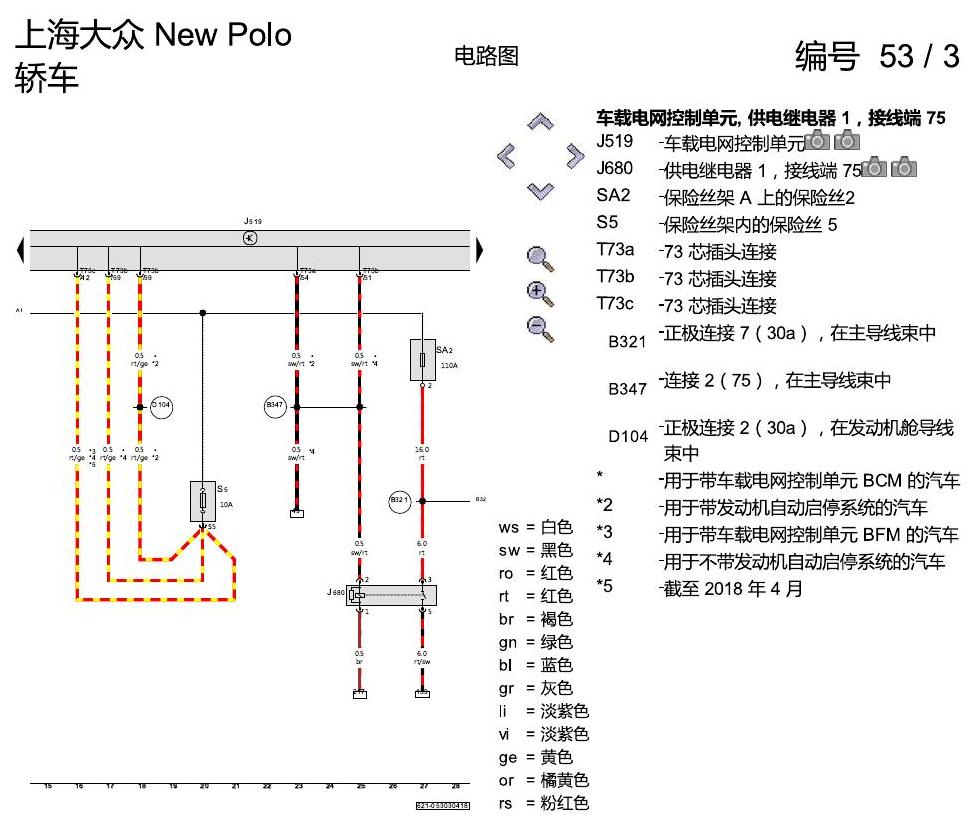 上海大众POLO 1.5 PQ25 基本装备 电路图