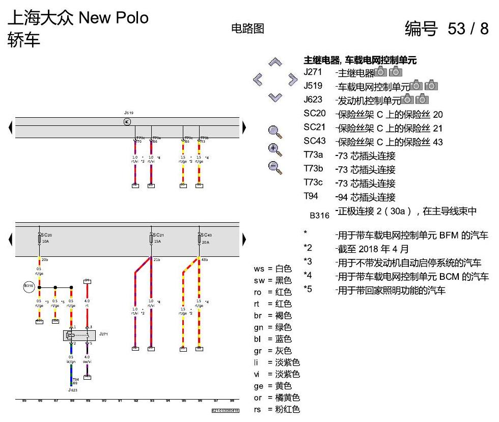 上海大众POLO 1.5 PQ25 基本装备 电路图