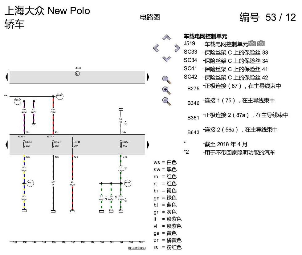 上海大众POLO 1.5 PQ25 基本装备 电路图