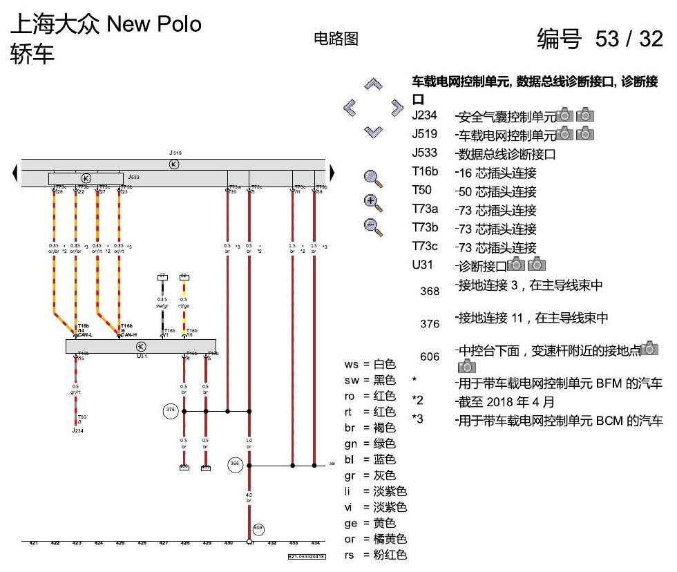 上海大众POLO 1.5 PQ25 基本装备 电路图
