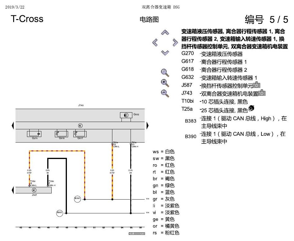 上海大众T-Cross 双离合器变速箱 DSG 电路图
