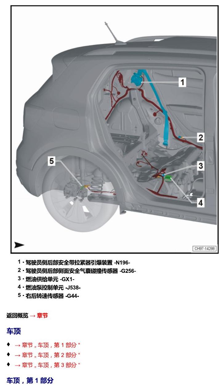 上海大众T-Cross 安装位置 汽车中部 电路图