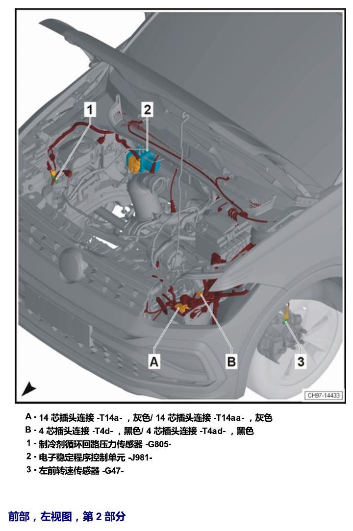 上海大众T-Cross 安装位置 车辆前部 电路图