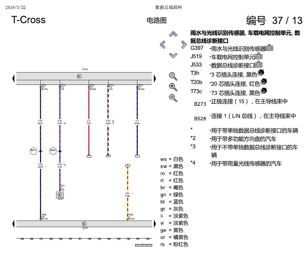 上海大众T-Cross 数据总线联网 电路图