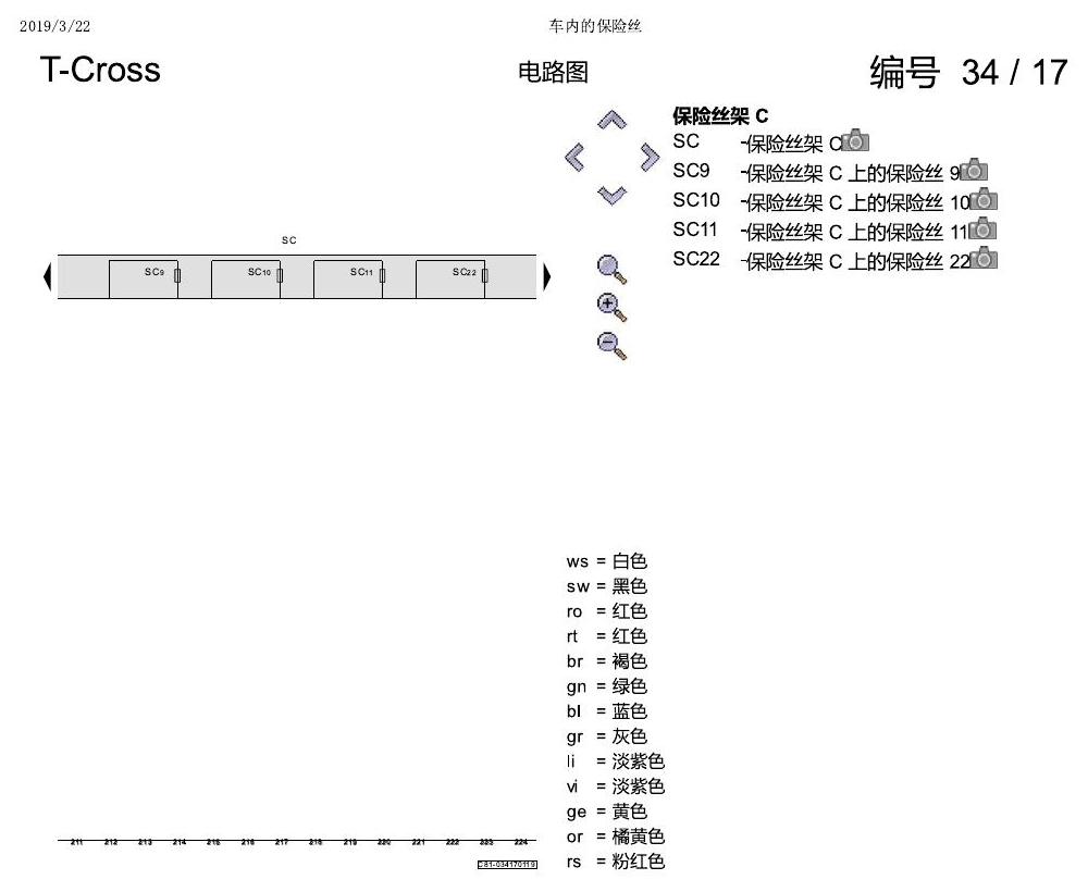 上海大众T-Cross 车内的保险丝 电路图