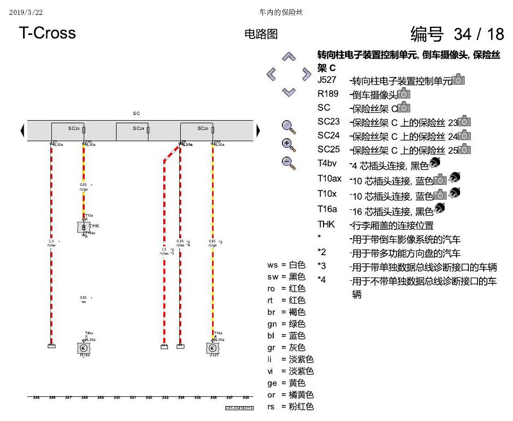 上海大众T-Cross 车内的保险丝 电路图