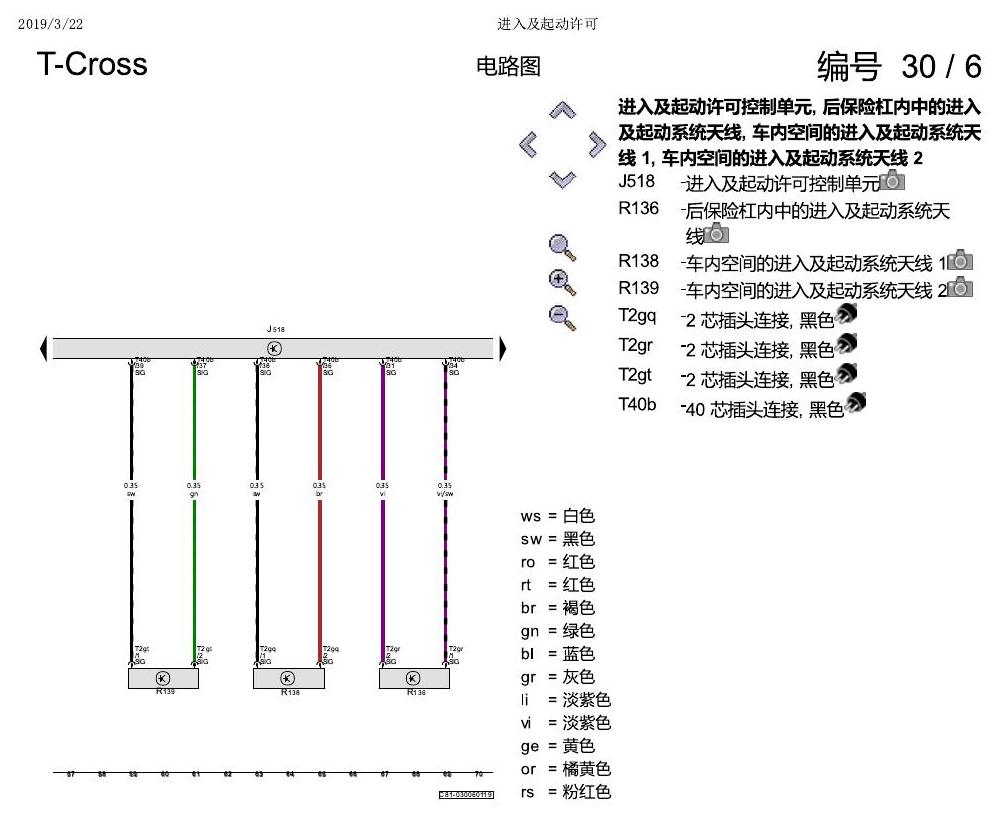 上海大众T-Cross 进入及起动许可 电路图