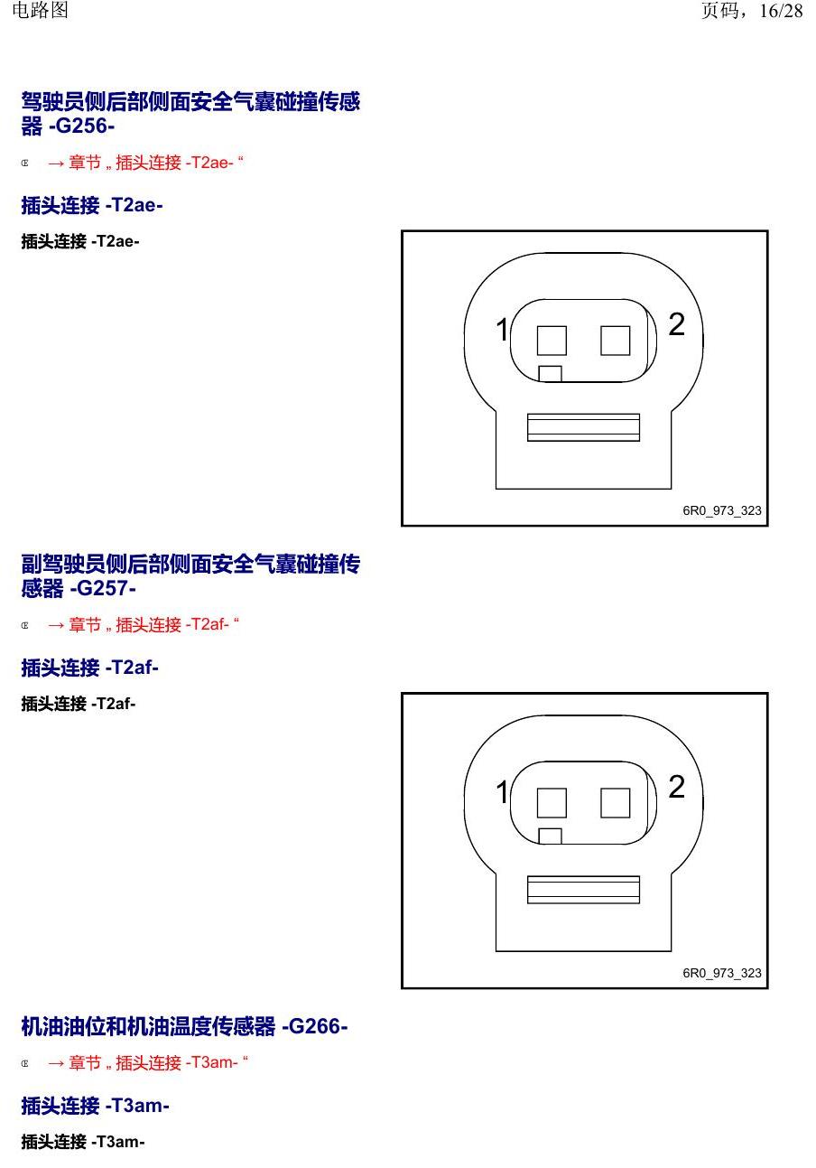 上海大众威然 以 G 开头的零件 电路图