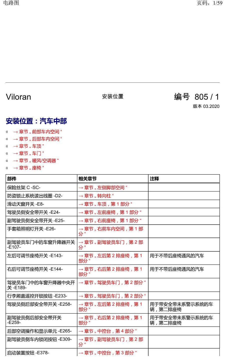 上海大众威然 汽车中部 电路图