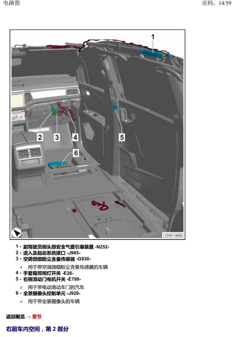 上海大众威然 汽车中部 电路图