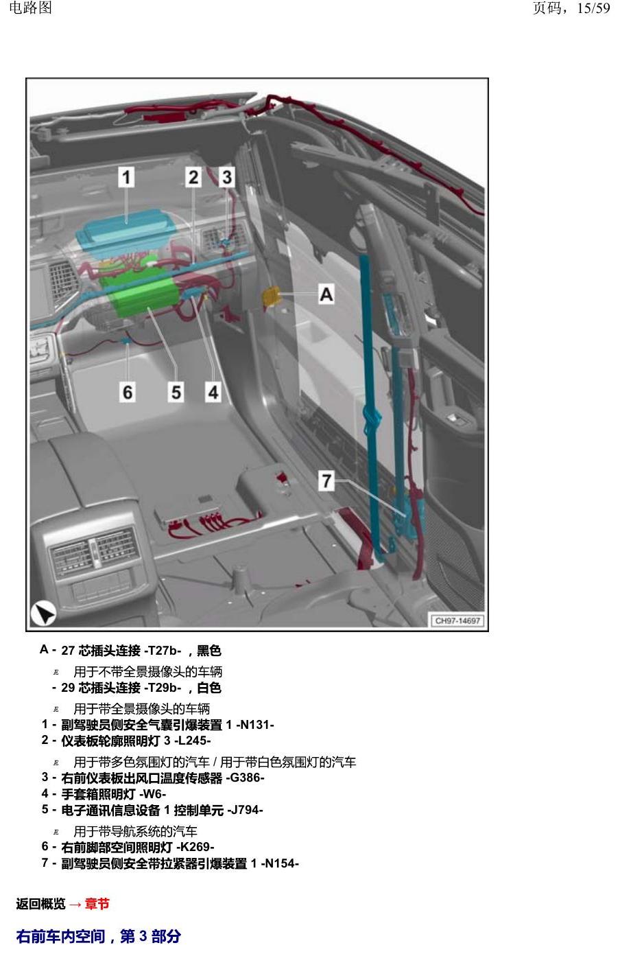 上海大众威然 汽车中部 电路图