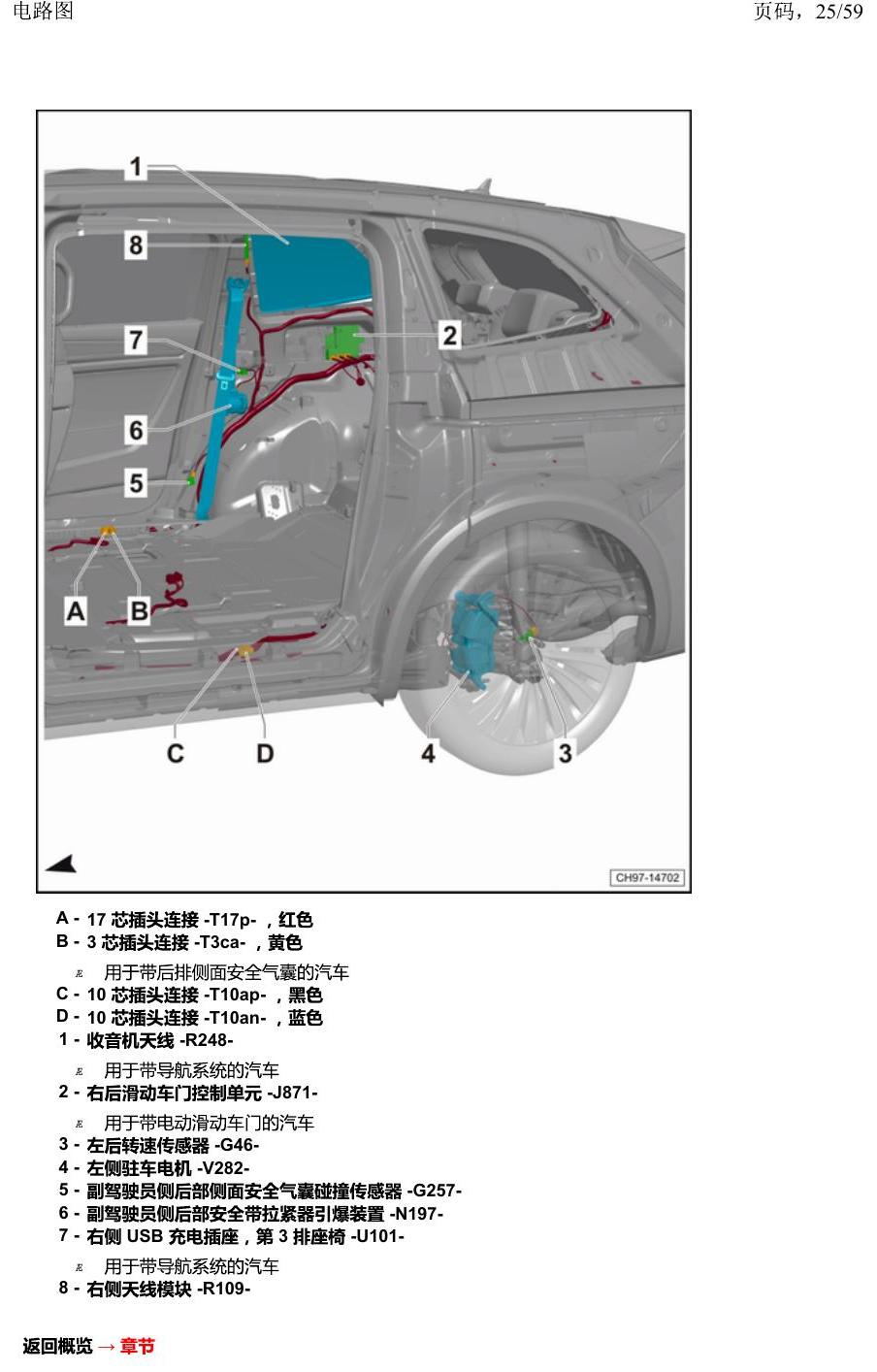 上海大众威然 汽车中部 电路图