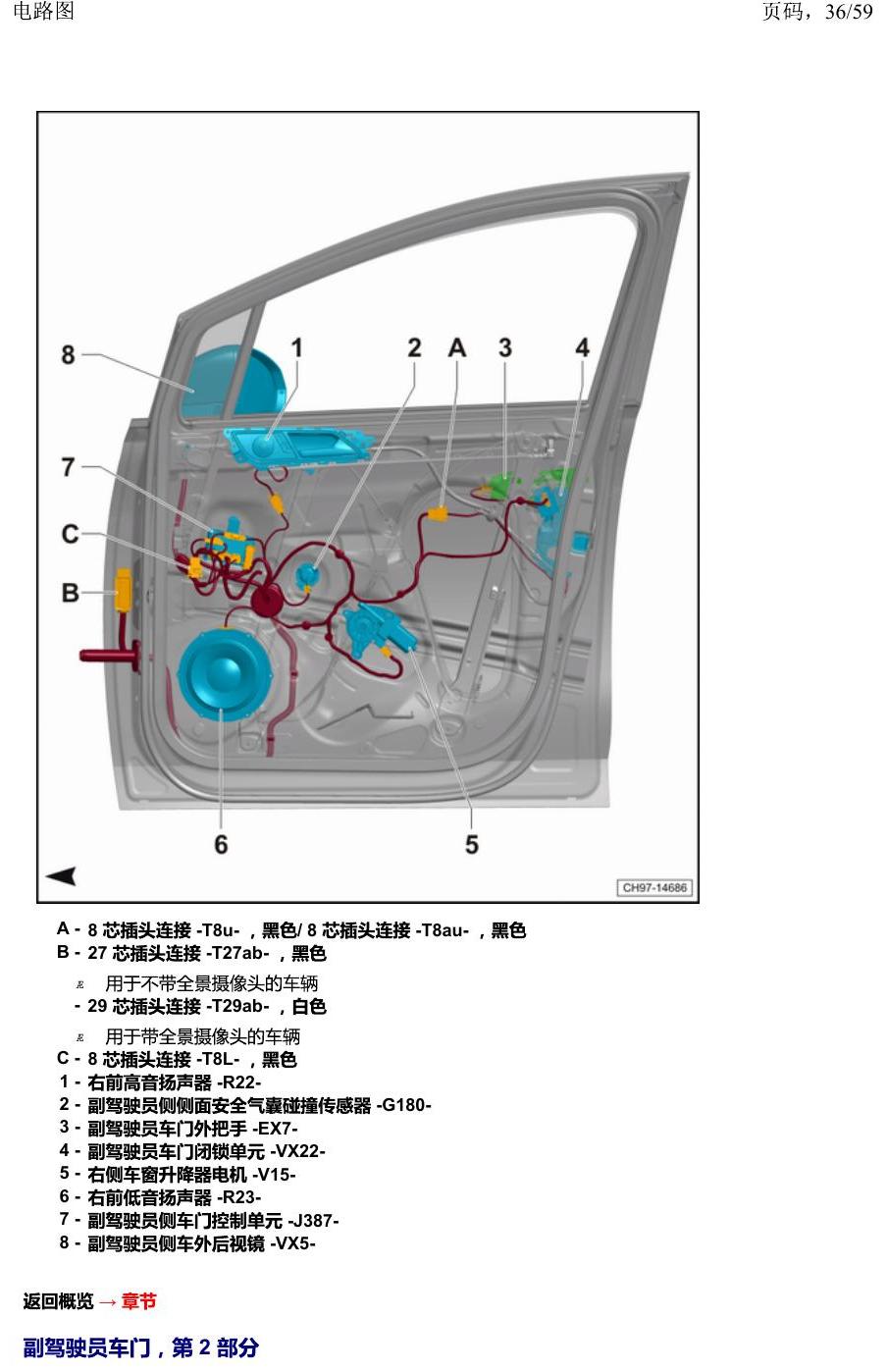上海大众威然 汽车中部 电路图