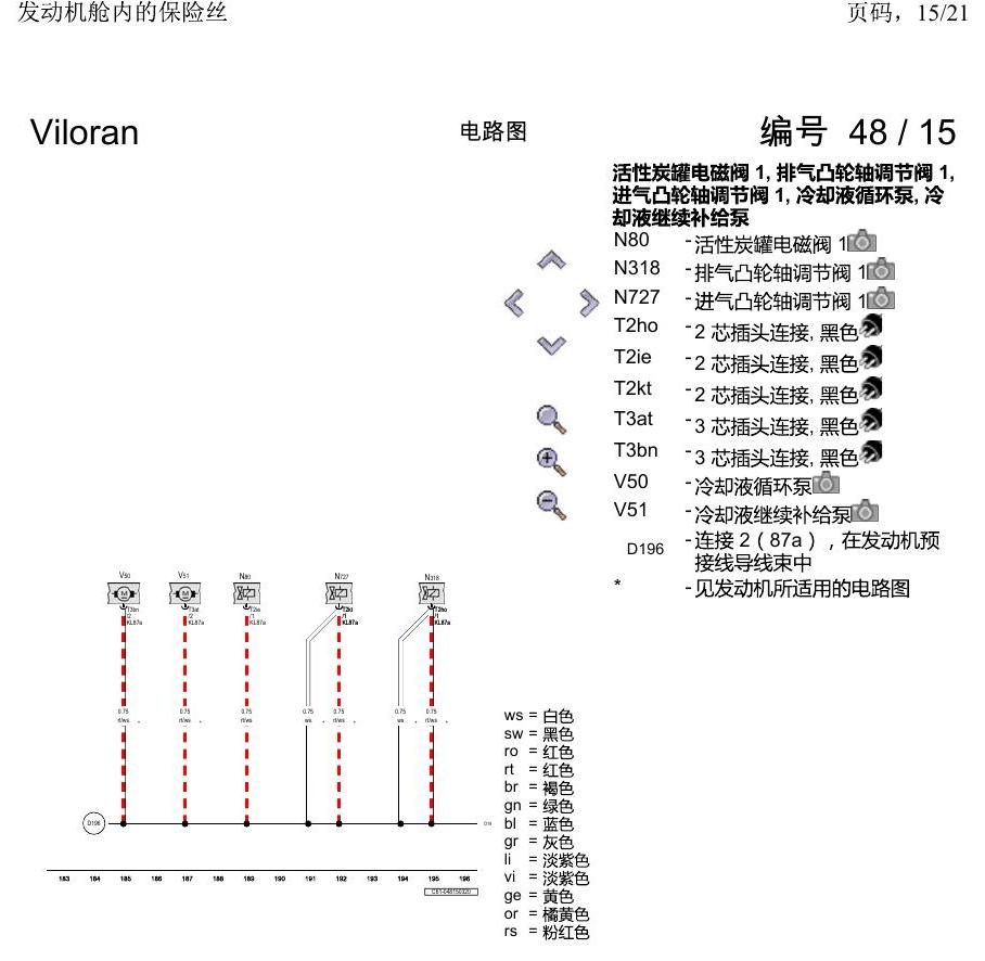 上海大众威然 发动机舱内的保险丝 电路图