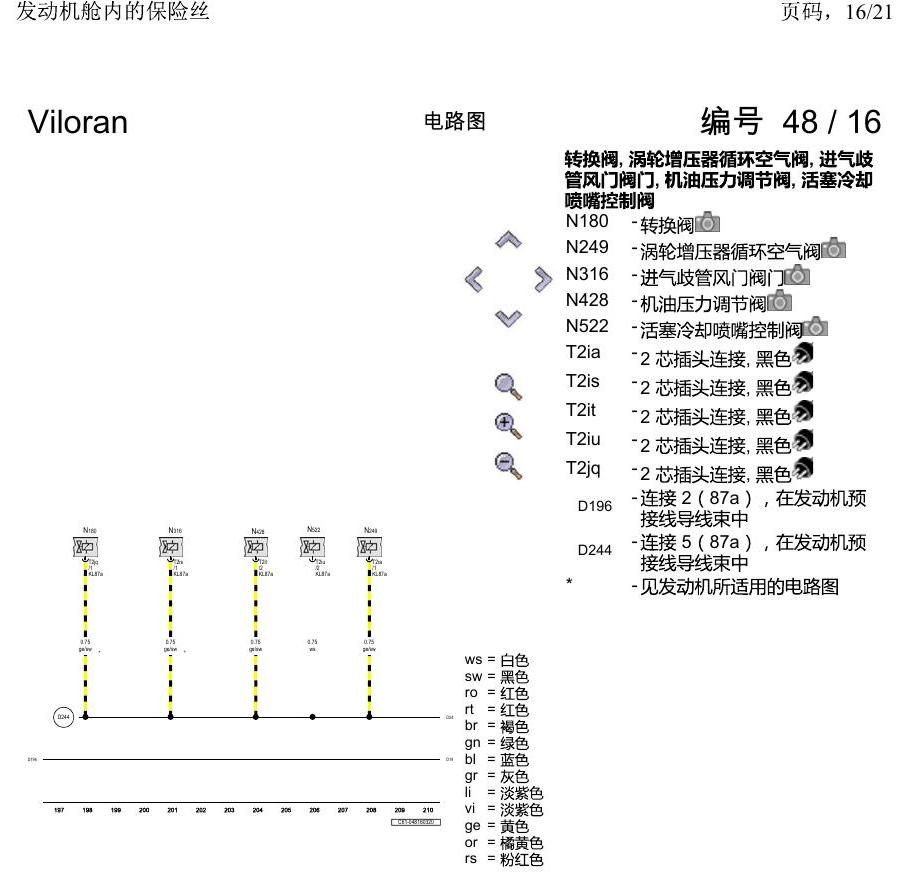 上海大众威然 发动机舱内的保险丝 电路图