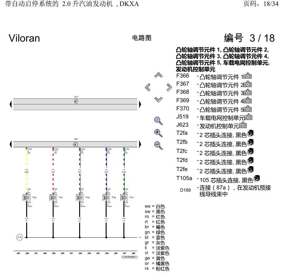 上海大众威然 带自动启停系统的 2.0 升汽油发动机 , DKXA 电路图