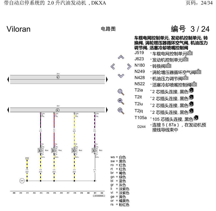 上海大众威然 带自动启停系统的 2.0 升汽油发动机 , DKXA 电路图