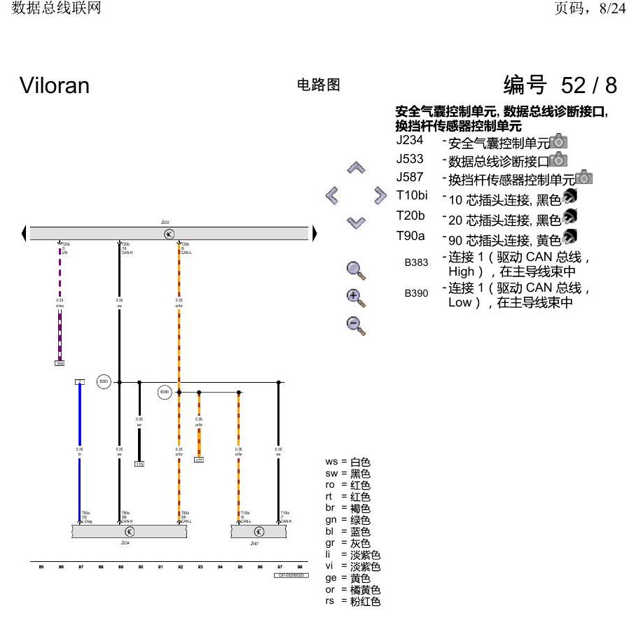 上海大众威然 数据总线联网 电路图