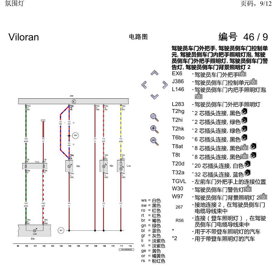 上海大众威然 氛围灯 电路图