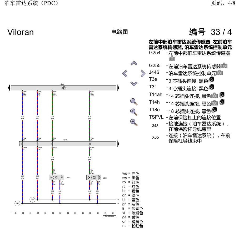 上海大众威然 泊车雷达系统(PDC) 电路图