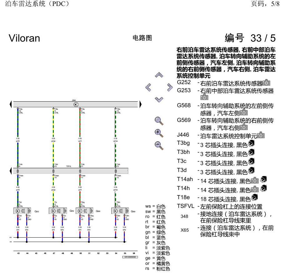 上海大众威然 泊车雷达系统(PDC) 电路图