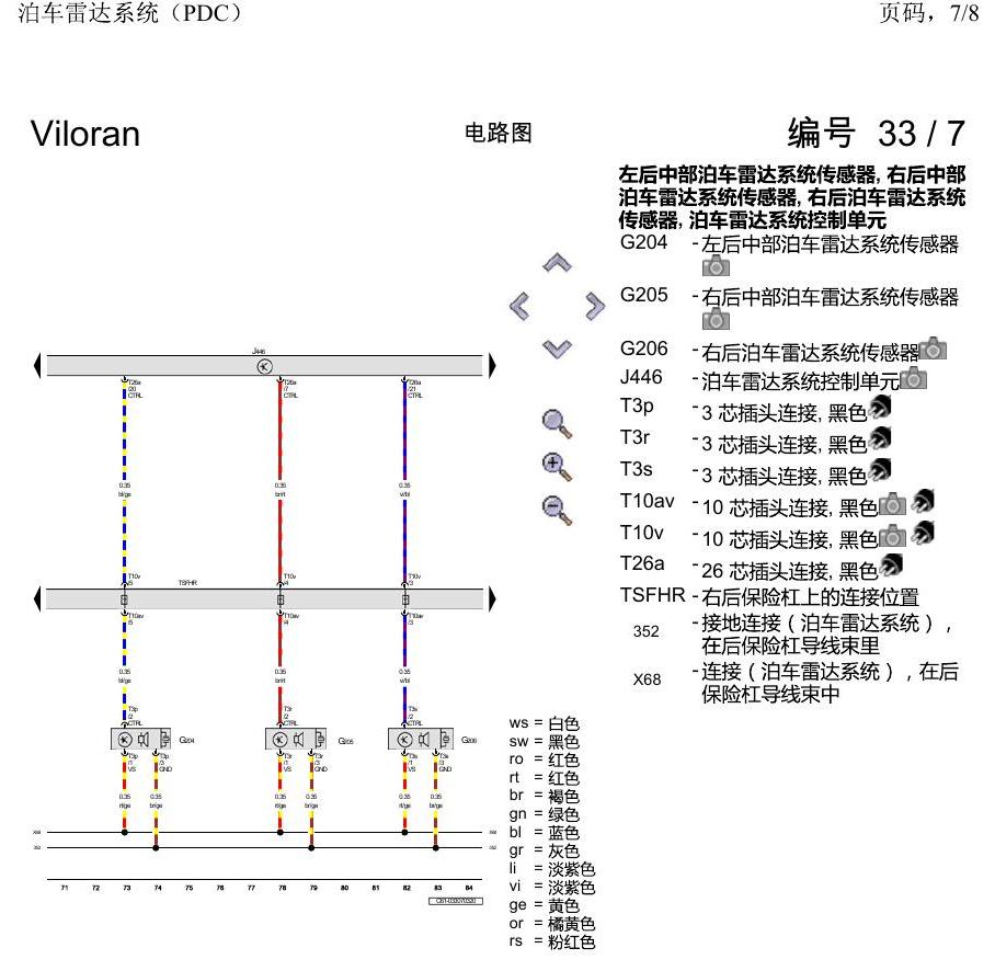 上海大众威然 泊车雷达系统(PDC) 电路图