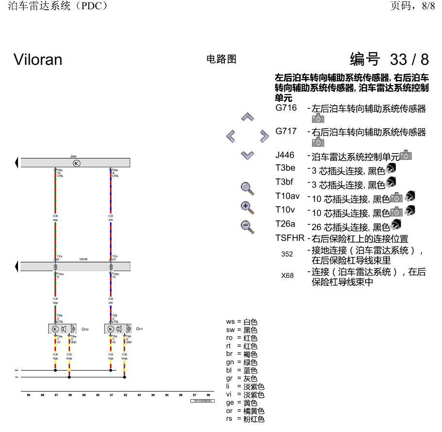 上海大众威然 泊车雷达系统(PDC) 电路图