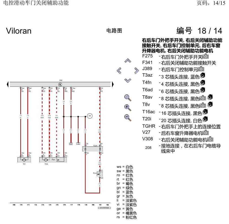 上海大众威然 电控滑动车门关闭辅助功能 电路图