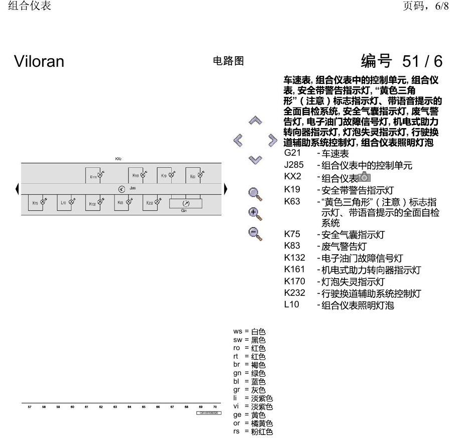 上海大众威然 组合仪表 电路图