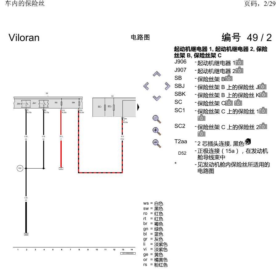 上海大众威然 车内的保险丝 电路图