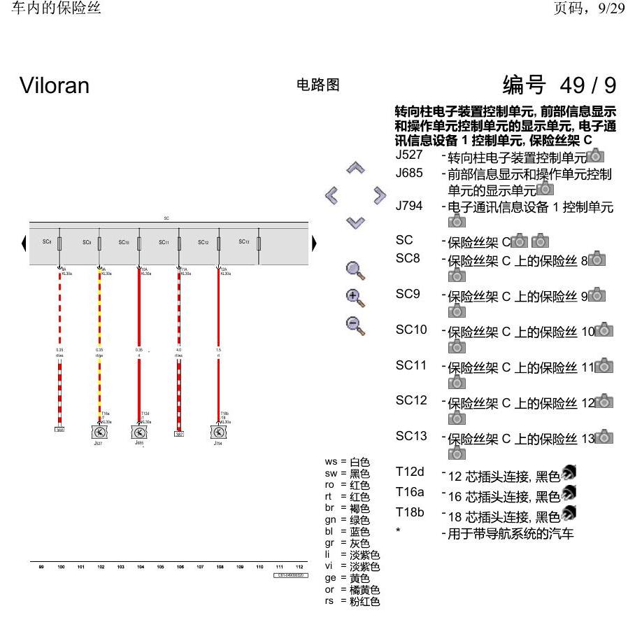 上海大众威然 车内的保险丝 电路图