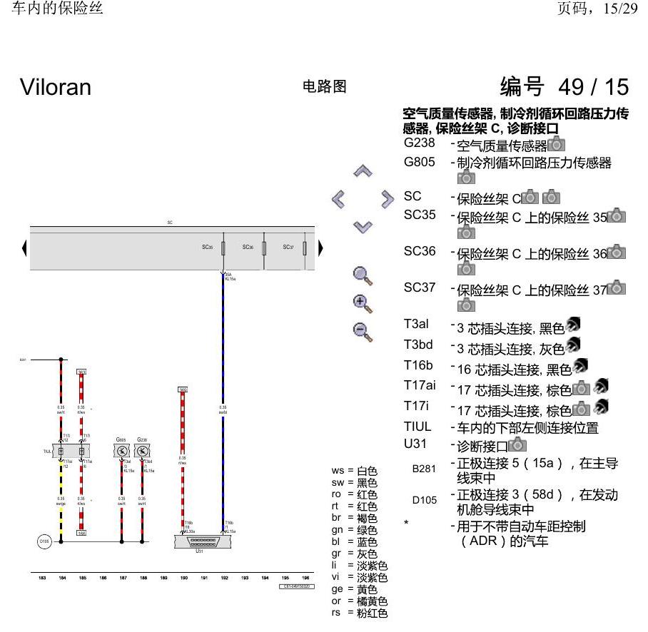 上海大众威然 车内的保险丝 电路图