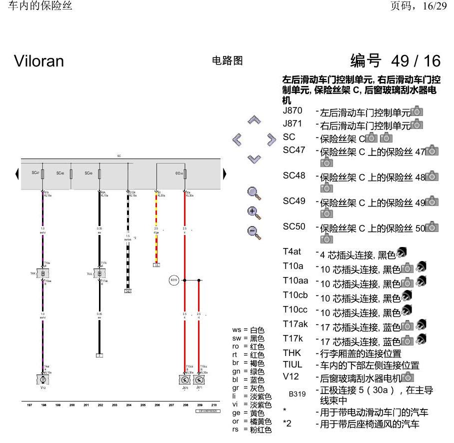 上海大众威然 车内的保险丝 电路图