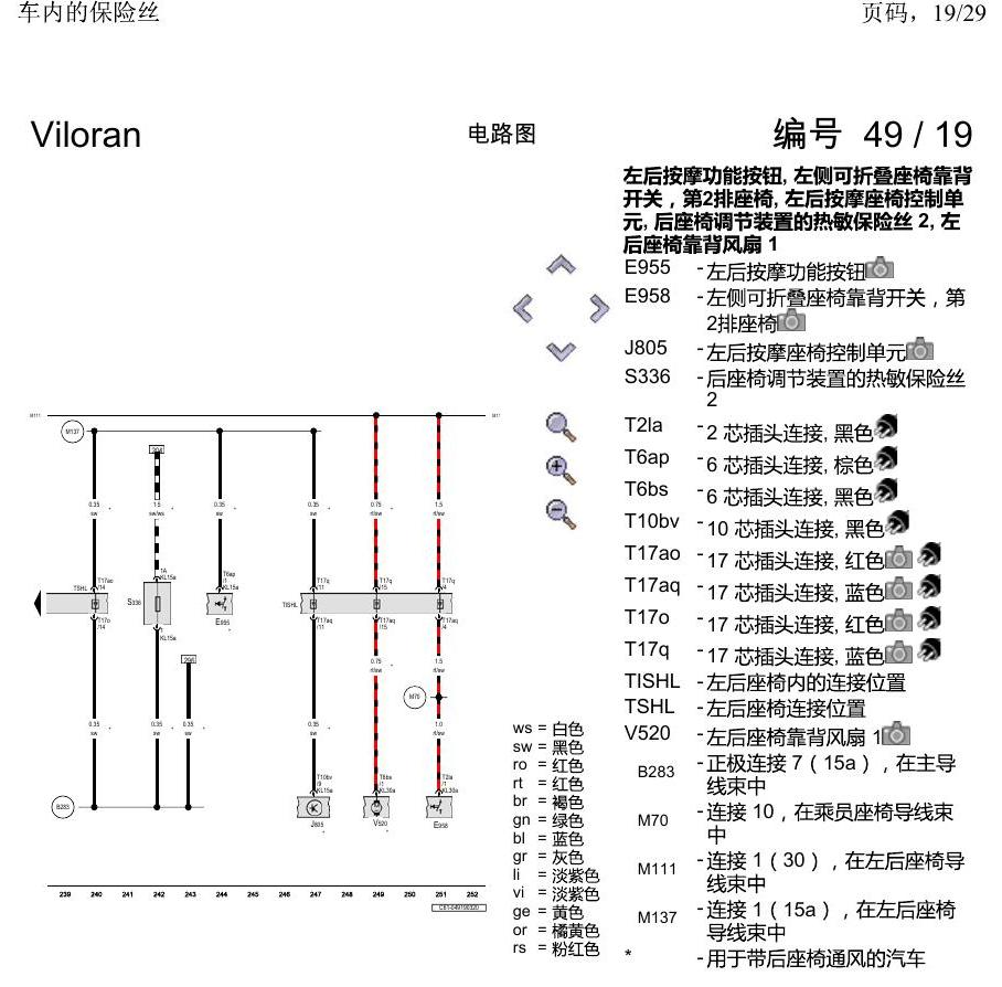 上海大众威然 车内的保险丝 电路图