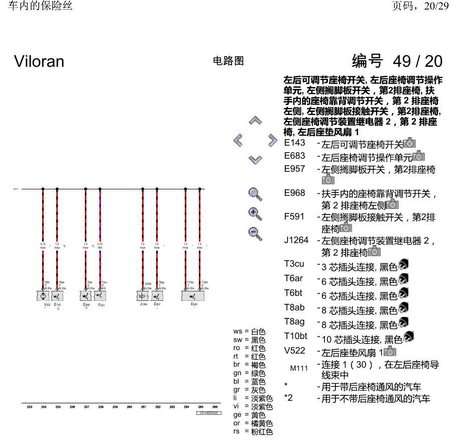 上海大众威然 车内的保险丝 电路图