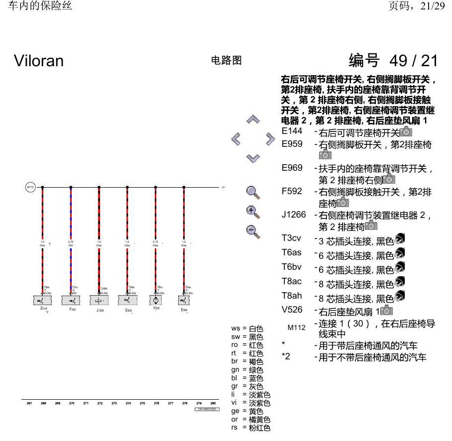 上海大众威然 车内的保险丝 电路图