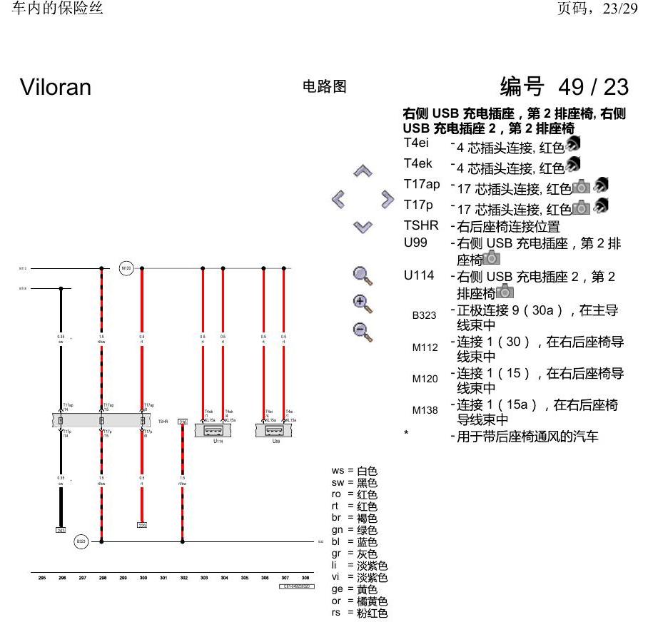 上海大众威然 车内的保险丝 电路图