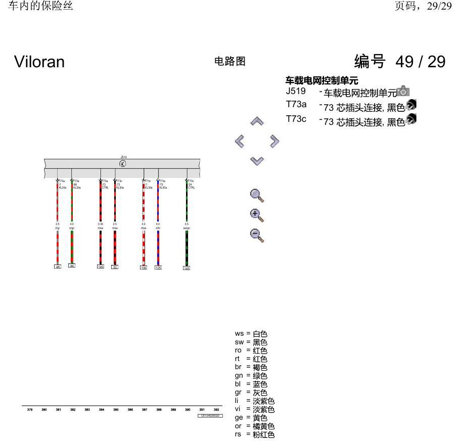 上海大众威然 车内的保险丝 电路图