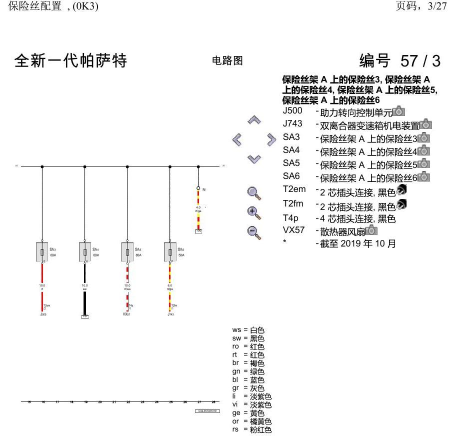 上海大众新帕MQB 保险丝配置 , (0K3) 电路图