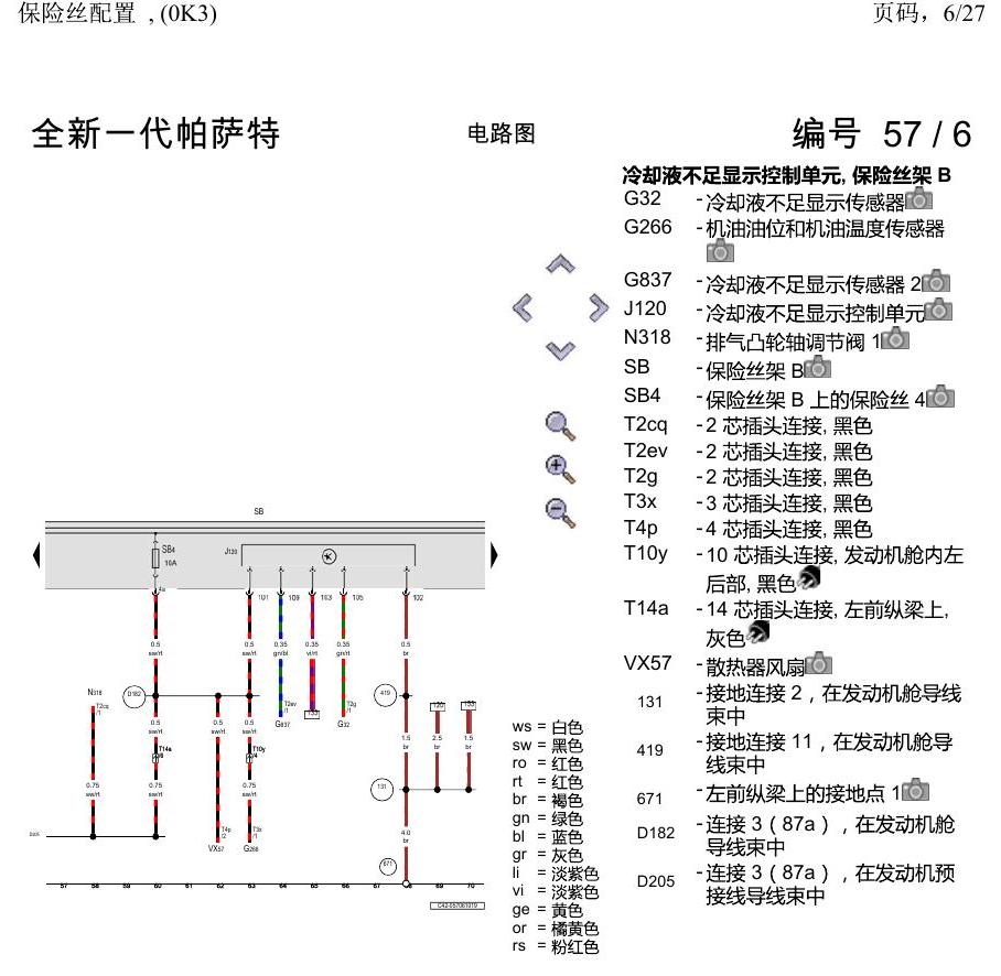 上海大众新帕MQB 保险丝配置 , (0K3) 电路图