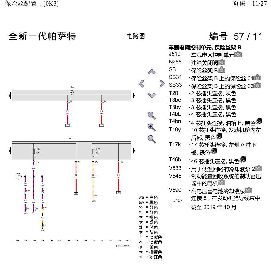 上海大众新帕MQB 保险丝配置 , (0K3) 电路图