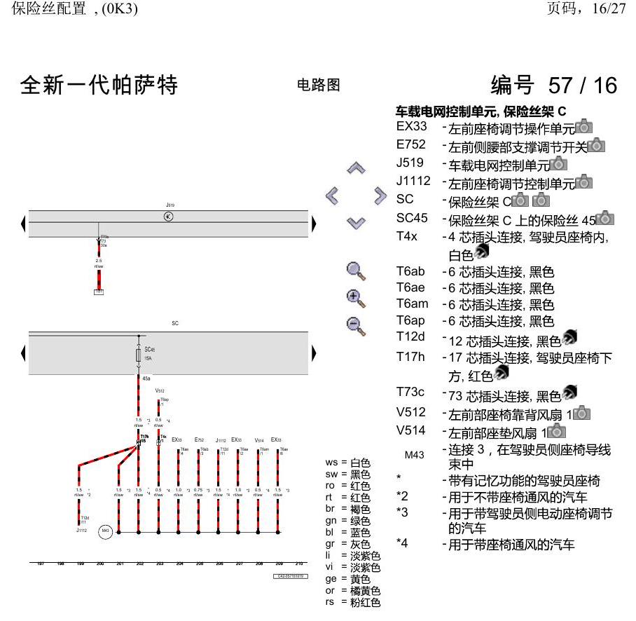 上海大众新帕MQB 保险丝配置 , (0K3) 电路图