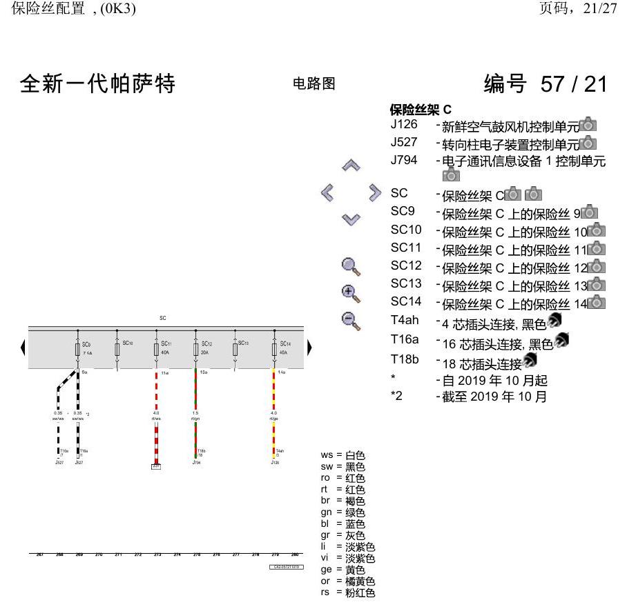 上海大众新帕MQB 保险丝配置 , (0K3) 电路图