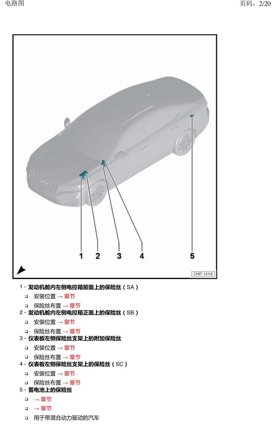 上海大众新帕MQB 安装位置 保险丝 电路图