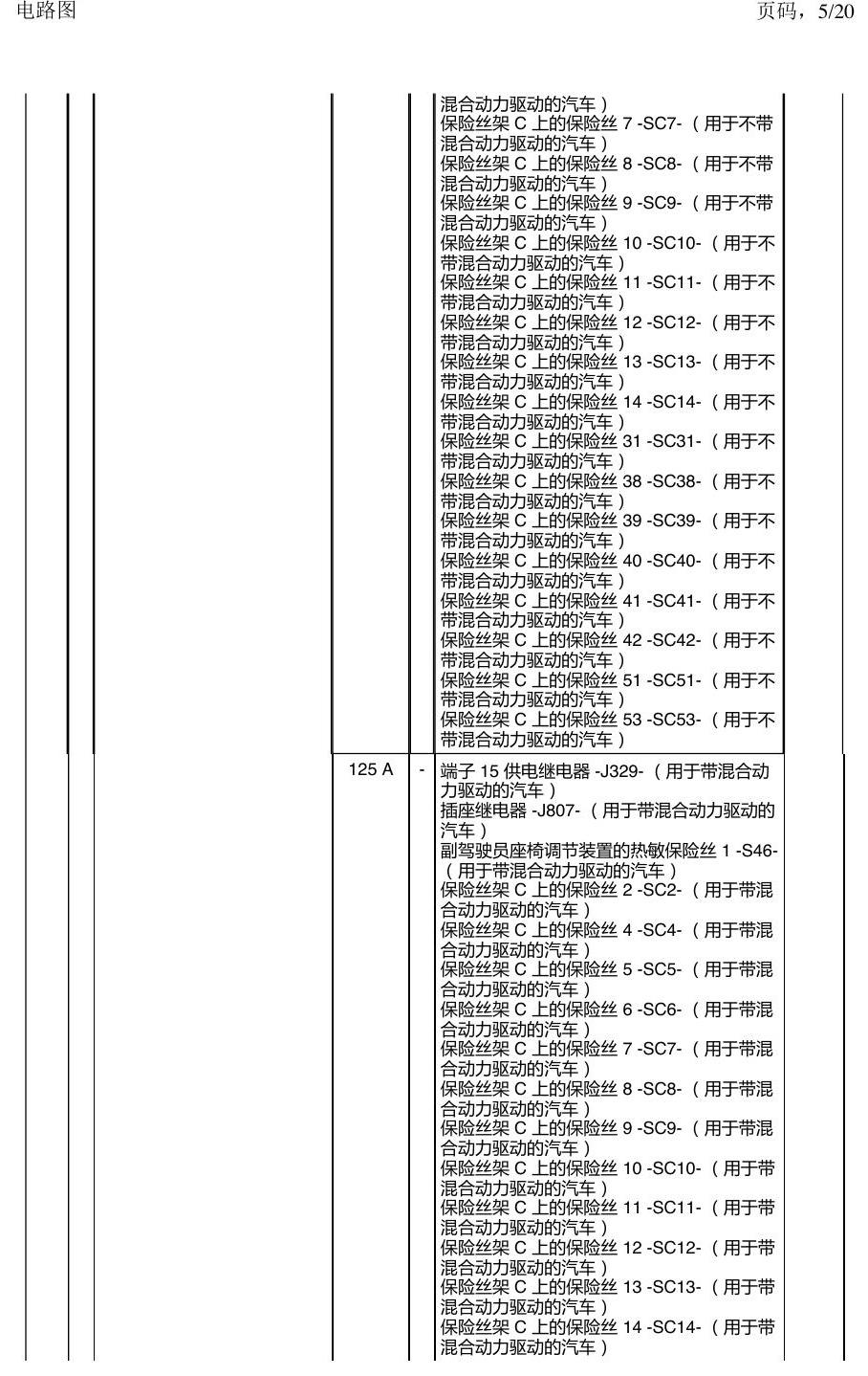 上海大众新帕MQB 安装位置 保险丝 电路图